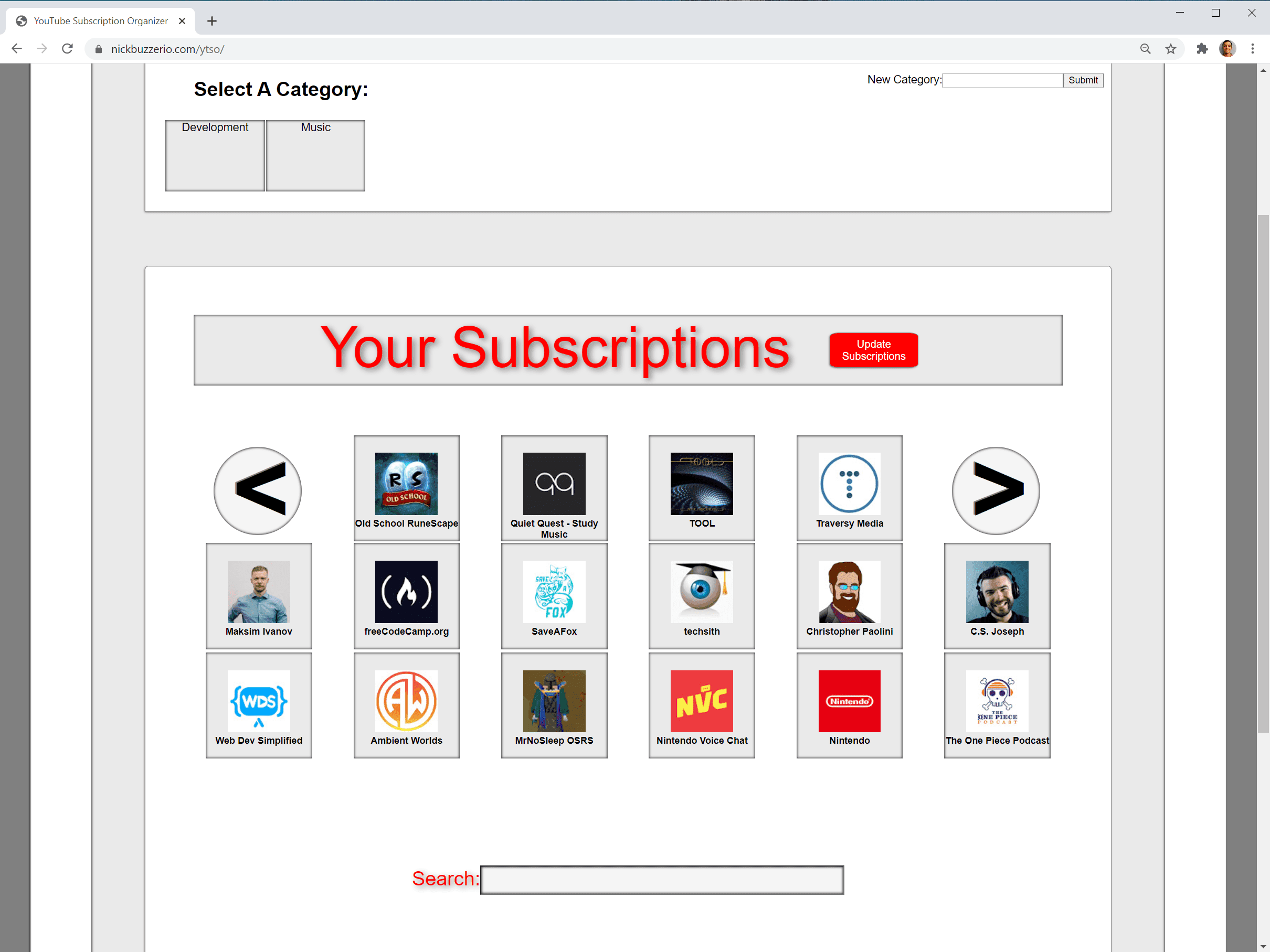 YouTube Subscription Organizer back